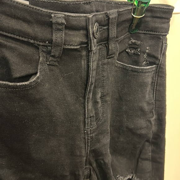 American Eagle Women’s Distress Jeans Black Size 00 Short - Picture 3 of 7